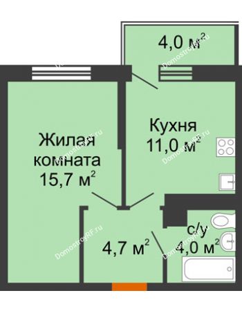 1 комнатная квартира 36,6 м² в ЖК Отражение, дом Литер 2.2