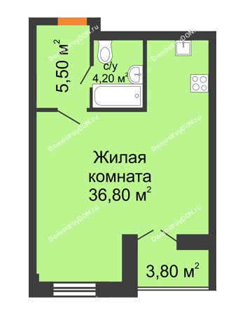Студия 48,4 м² - ЖК Дом на 18-й Линии, 3
