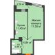 1 комнатная квартира 39,7 м² в ЖК Рубин, дом Литер 3 - планировка