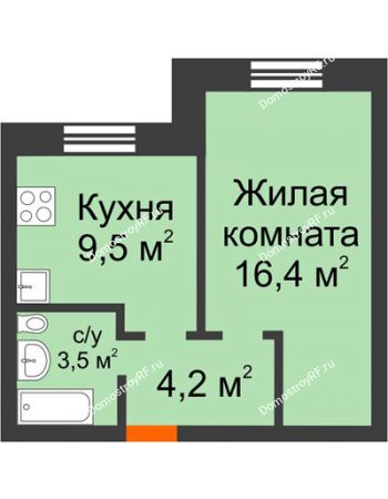 1 комнатная квартира 33,6 м² в ЖК Видный, дом № 2