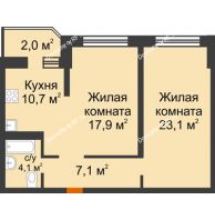 2 комнатная квартира 64,9 м² в ЖК Сказка Град, дом Литер 1 - планировка