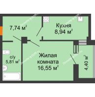 1 комнатная квартира 41,24 м² в ЖК Сокол на Оганова, дом Литер 6 - планировка