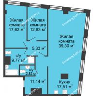 3 комнатная квартира 116,12 м², ЖК Гранд Панорама - планировка
