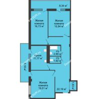 3 комнатная квартира 92,7 м² в  ЖК РИИЖТский Уют, дом Секция 1-2 - планировка