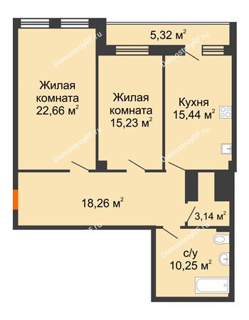 2 комнатная квартира 84,3 м² - ЖК 311