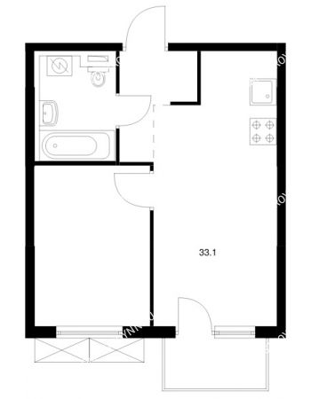 1 комнатная квартира 33,1 м² в ЖК Савин парк, дом корпус 8