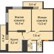 2 комнатная квартира 56,3 м², ЖК Космолет - планировка