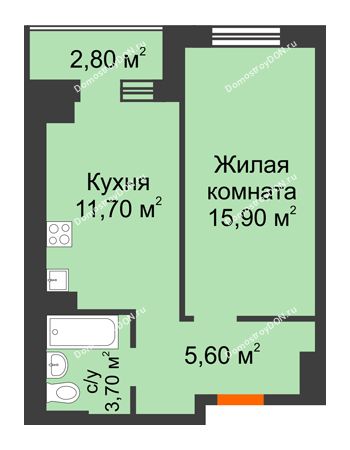 1 комнатная квартира 38,3 м² в Микрорайон Прибрежный, дом № 8