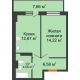 1 комнатная квартира 40,33 м² в ЖК Свобода, дом №2 - планировка