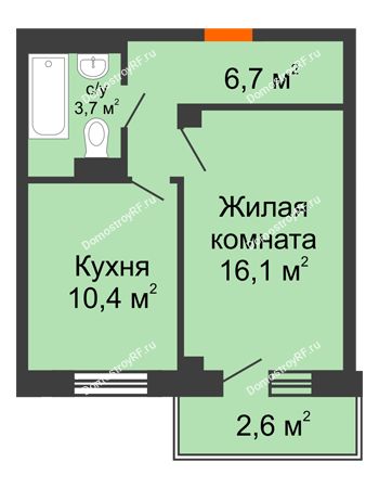 1 комнатная квартира 38,9 м² - ЖД Подзолкова