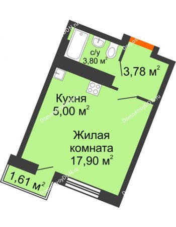 Студия 26,05 м² в ЖК Мечников, дом ул. Мечникова, 37