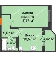 1 комнатная квартира 38,9 м² в ЖК Московский, дом дом 1 - планировка