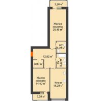 2 комнатная квартира 81,63 м² в ЖК Бунин, дом 2 этап секция 8-10 - планировка