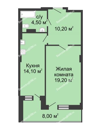 1 комнатная квартира 52 м² - ЖК Дом на Береговой