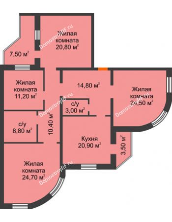 4 комнатная квартира 141 м² - ЖК по ул. Циолковского