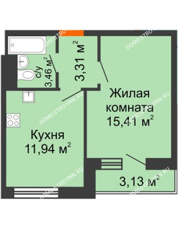 1 комнатная квартира 37,25 м² - ЖК Олимпийский