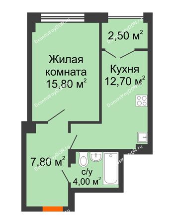 1 комнатная квартира 43 м² - ЖК Гагарин