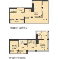 2 комнатная квартира 189,7 м² в ЖК Европейский квартал, дом Дом 9 - планировка