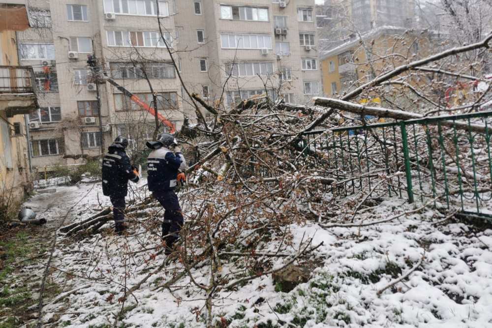 В Ростове аварийные службы приступили к ликвидации последствий снегопада - фото 1