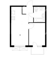 1 комнатная квартира 33 м² в ЖК Савин парк, дом корпус 8 - планировка