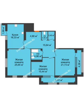 3 комнатная квартира 119,4 м² в ЖК Renaissance (Ренессанс), дом № 1