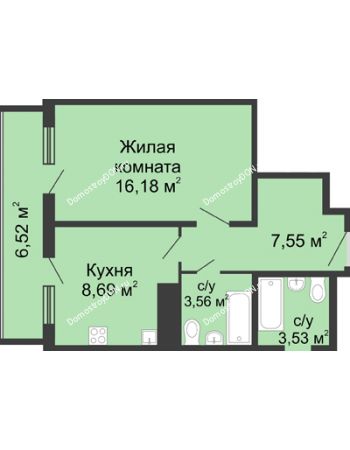 1 комнатная квартира 39,24 м² в ЖК 5 Элемент (Пятый Элемент), дом Корпус 5-17.1