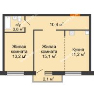 2 комнатная квартира 54,1 м² в ЖК Горки, дом 1 очередь - планировка