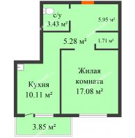 1 комнатная квартира 42,5 м², ЖД Хлевное - планировка