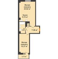 2 комнатная квартира 59,17 м² в ЖК Сокол на Оганова, дом Литер 1 - планировка