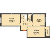 2 комнатная квартира 55,76 м², ЖК Сограт - планировка