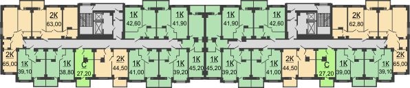 Планировка 7 этажа в доме № 1б в ЖК Екатерининский