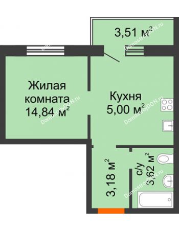 1 комнатная квартира 28,39 м² в ЖК Суворовский, дом Литер 32, Участок 120