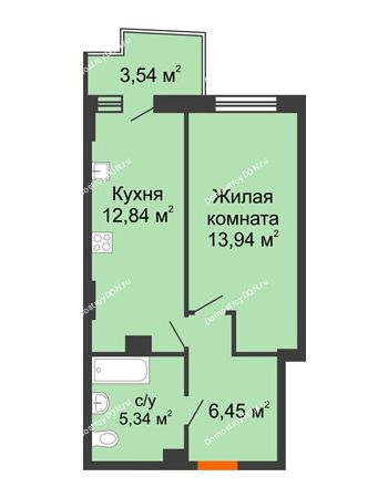 1 комнатная квартира 39,63 м² в ЖК Сердце Ростова 2, дом Литер 8