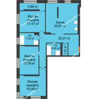 3 комнатная квартира 121,09 м², ЖК Аквариум - планировка