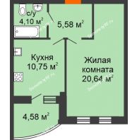 1 комнатная квартира 43,36 м² в ЖК Вознесенский, дом 2 этап - планировка