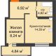 2 комнатная квартира 35,62 м², ЖК Солар - планировка