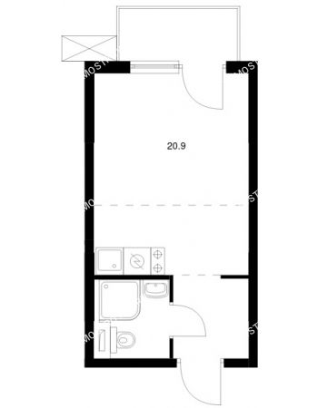 Студия 20,9 м² в ЖК Савин парк, дом корпус 8
