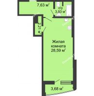 Студия 46,04 м² в ЖК Тихий Дон, дом № 2 - планировка